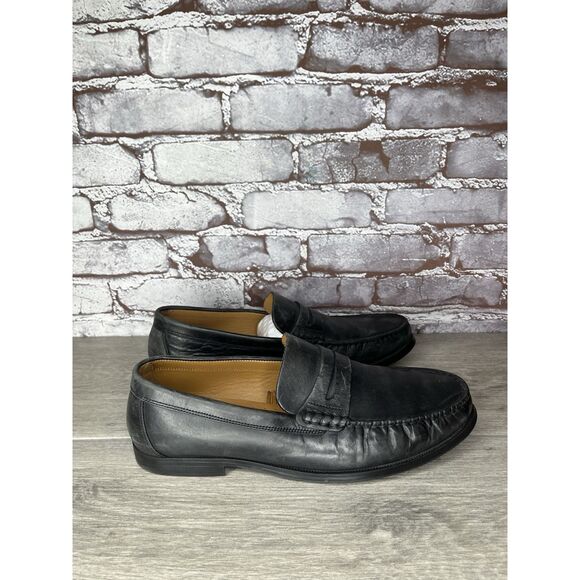 Massimo Dutti Black Leather Penny Loafers Slip On Dress Shoes Men Sz 42EU/9M US main image 4